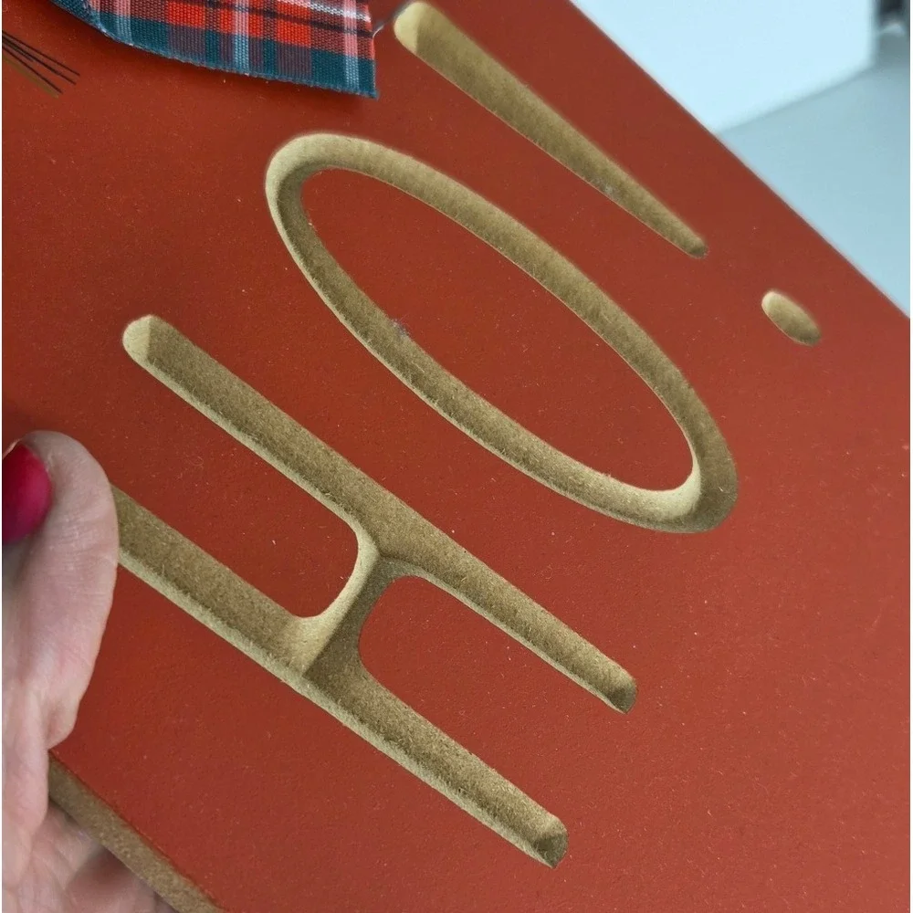 Red Ho Ho Ho Wooden Holiday Wall Hanging Sign Red‎ Buffalo Check Bow